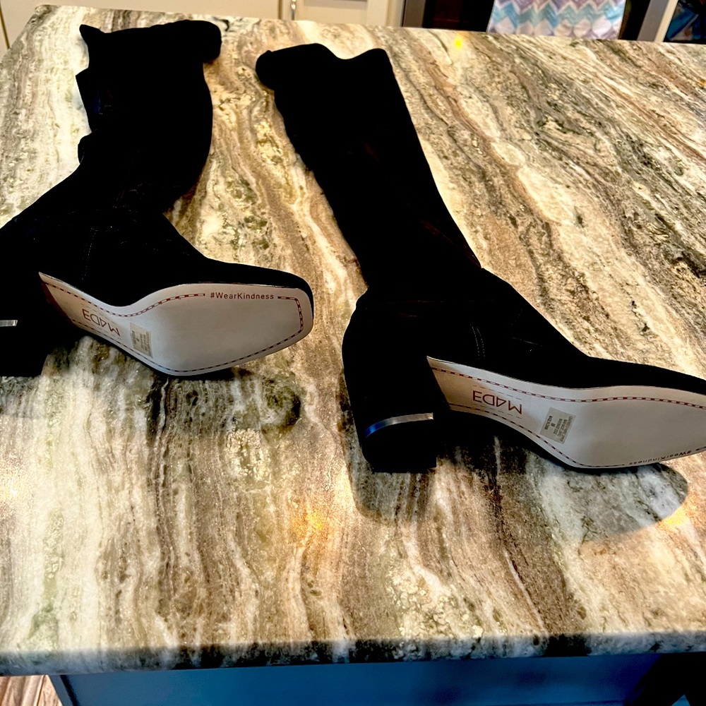 NWT M4d3 thigh high suede black boots